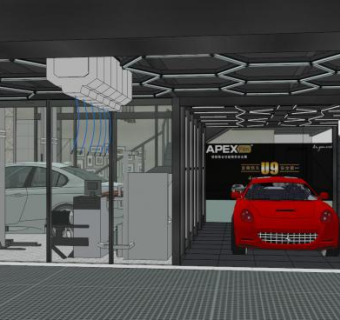 汽车美容店展厅装修SU模型下载_sketchup草图大师SKP模型