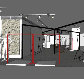 服装店室内装修SU模型下载_sketchup草图大师SKP模型