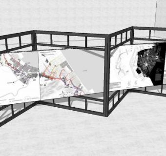 临时展示展厅装修SU模型下载_sketchup草图大师SKP模型