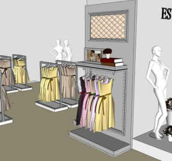 服装展览展示店铺SU模型下载_sketchup草图大师SKP模型