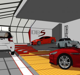 阿斯顿马丁汽车展厅SU模型下载_sketchup草图大师SKP模型