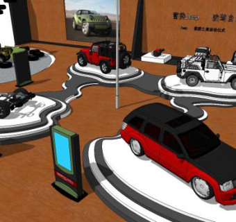 现代JEEP汽车展厅SU模型下载_sketchup草图大师SKP模型