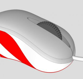 白色红纹有线鼠标器SU模型下载_sketchup草图大师SKP模型