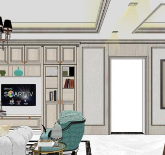 法式展厅沙发餐桌椅SU模型下载_sketchup草图大师SKP模型