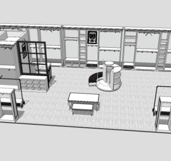 服装专卖店布置SU模型下载_sketchup草图大师SKP模型