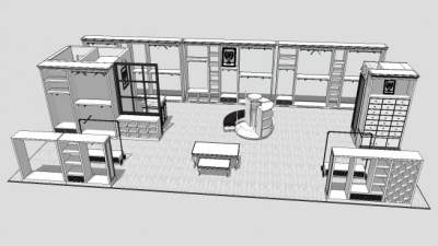 服装专卖店布置SU模型下载_sketchup草图大师SKP模型