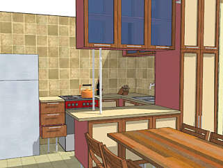 基本厨房设计中的消毒柜SU模型下载_sketchup草图大师SKP模型