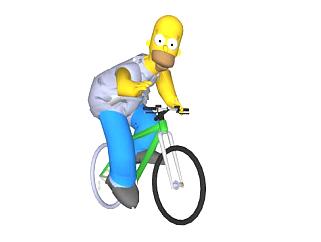 3D版荷马·辛普森正在骑<em>自行车</em>SU模型下载_sketchup...