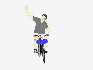 2D骑自行车的人SU模型下载_sketchup草图大师SKP模型
