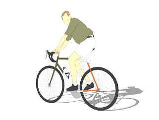 骑自行车的外国男人SU模型下载_sketchup草图大师SKP...