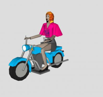 骑摩托车的女士SU模型下载_sketchup草图大师SKP模型