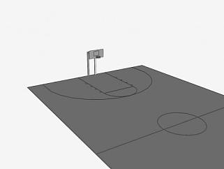 篮球场地和篮球架SU模型SU模型下载_sketchup草图大师SKP模型