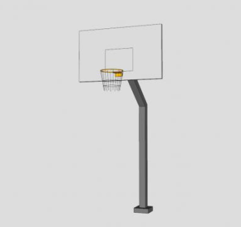 室外体育娱乐场地固定式篮球架SU模型下载_sketchup草图大师SKP模型