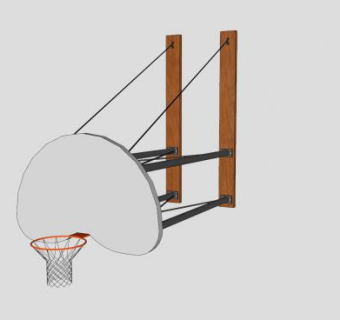 壁式固定式篮球架SU模型下载_sketchup草图大师SKP模型
