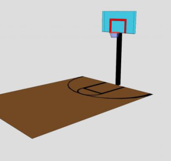 半篮球场地篮球架SU模型下载_sketchup草图大师SKP模型