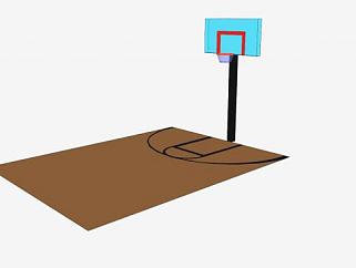 半篮球<em>场地</em>篮球架SU模型下载_sketchup草图大师SKP模型