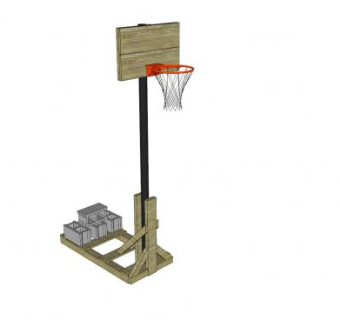 木制金属篮球架SU模型下载_sketchup草图大师SKP模型