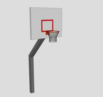 室外单臂篮球架SU模型下载_sketchup草图大师SKP模型