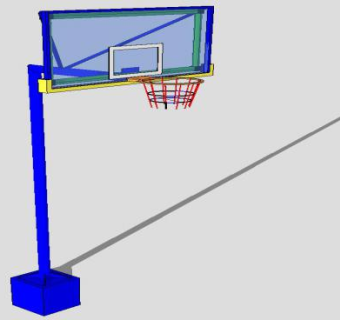 室外固定式单臂篮球架SU模型下载_sketchup草图大师SKP模型