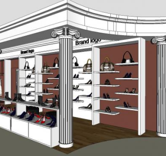 现代女鞋店装修SU模型下载_sketchup草图大师SKP模型