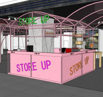 现代工业风服装展厅SU模型下载_sketchup草图大师SKP模型