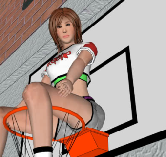 坐在球篮上的女孩SU模型下载_sketchup草图大师SKP模型