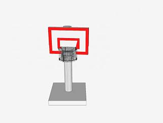 简易红白篮板篮球架SU模型下载_sketchup草图大师SKP模型