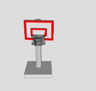 简易红白篮板篮球架SU模型下载_sketchup草图大师SKP模型