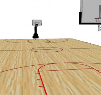 室内木质篮球场地SU模型下载_sketchup草图大师SKP模型