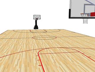 室内木质篮球场地SU模型下载_sketchup草图大师SKP模型