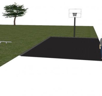 操场上的篮球场SU模型下载_sketchup草图大师SKP模型