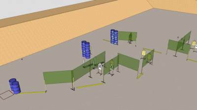 训练场地人形靶射击场SU模型下载_sketchup草图大师SKP模型