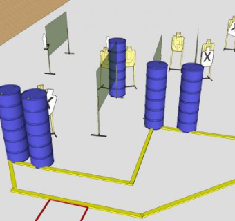 油桶屏风障碍射击场SU模型下载_sketchup草图大师SKP模型