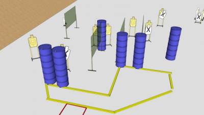 油桶屏风障碍射击场SU模型下载_sketchup草图大师SKP模型
