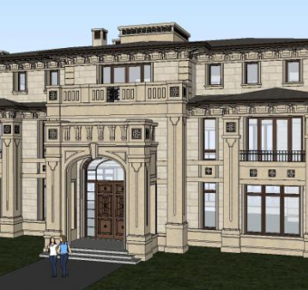 欧式风格独栋别墅SU模型下载_sketchup草图大师SKP模型