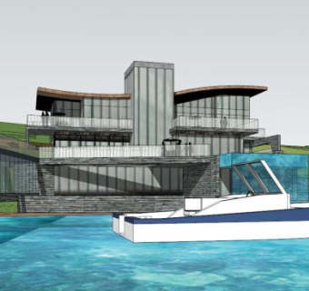 休闲海边独栋别墅SU模型下载_sketchup草图大师SKP模型