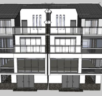中式农村独栋别墅SU模型下载_sketchup草图大师SKP模型