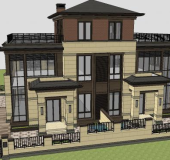 现代独栋别墅SU模型下载_sketchup草图大师SKP模型