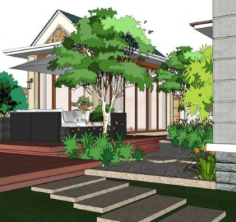 现代欧式独栋别墅SU模型下载_sketchup草图大师SKP模型