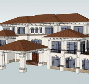 欧式独栋别墅私人住宅SU模型下载_sketchup草图大师SKP模型