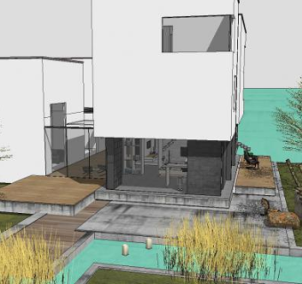 现代风格户外独栋别墅SU模型下载_sketchup草图大师SKP模型