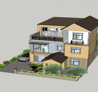 独栋别墅碧桂园花园SU模型下载_sketchup草图大师SKP模型