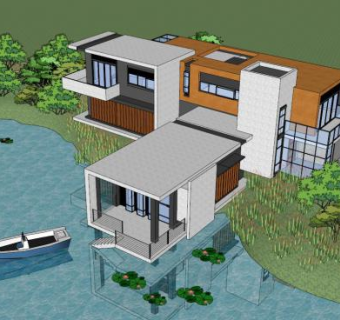 欧式风格大型独栋别墅SU模型下载_sketchup草图大师SKP模型