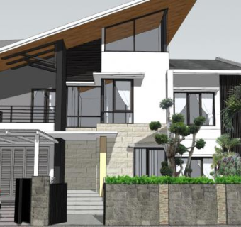 高精度独栋别墅SU模型下载_sketchup草图大师SKP模型