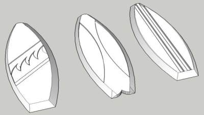 不同纹理冲浪板SU模型下载_sketchup草图大师SKP模型