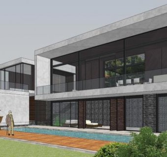 现代风格独栋景观别墅SU模型下载_sketchup草图大师SKP模型