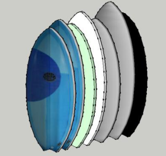 不用规格颜色的冲浪板SU模型下载_sketchup草图大师SKP模型