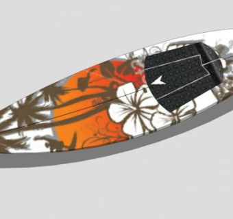 沙滩落日图案冲浪板SU模型下载_sketchup草图大师SKP模型