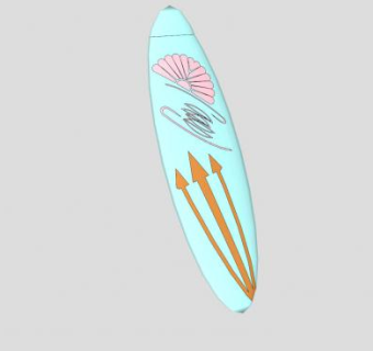 日式简约图案冲浪板SU模型下载_sketchup草图大师SKP模型