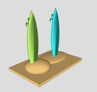 立插在沙滩上的冲浪板SU模型下载_sketchup草图大师SKP模型